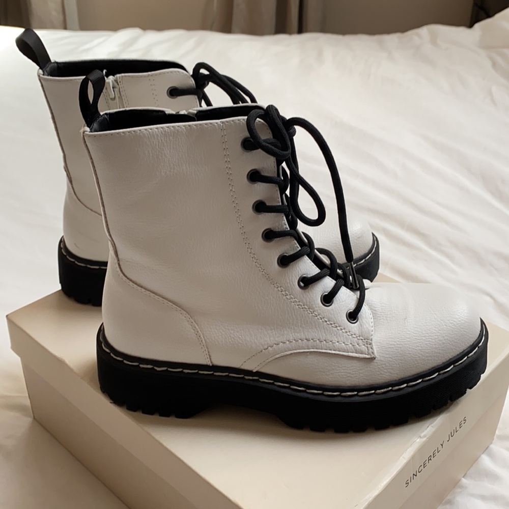 Sincerely Jules white high top combat boot